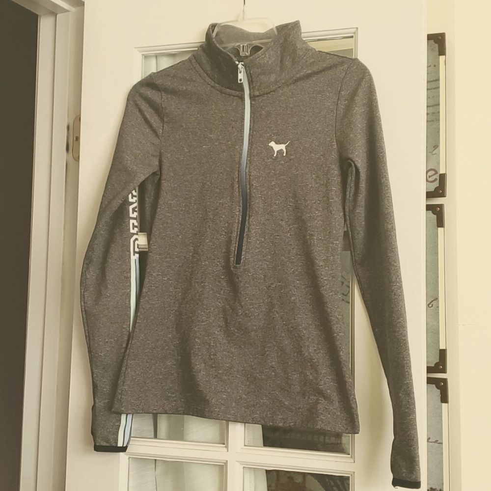 Pink Victoria's Secret Gray Pullover Sweater with Blue Ombree Zipper
